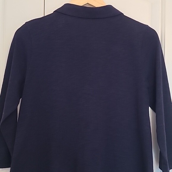 Soft Surroundings Danielle Button Down Asymmetrical Navy Tunic Top Blue Size XS - Picture 4 of 7